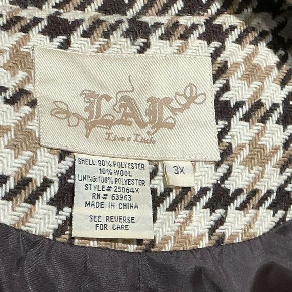 Live a Little Women’s Tweed 3/4 Sleeve 3X Tweed Blazer Jacket Houndstooth - Picture 5 of 5